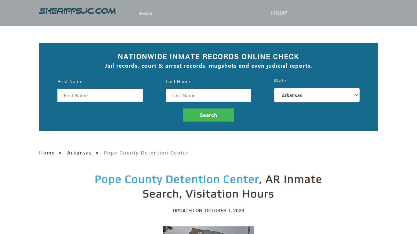 Pope County Detention Center, AR Inmate Search, Visitation Hours